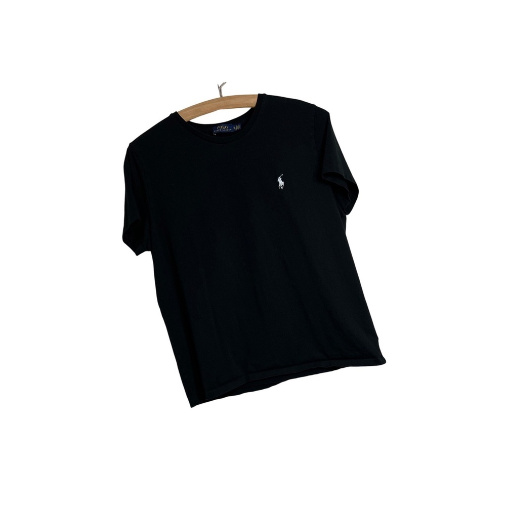 Polo‎ Ralph Lauren T-Shirt Women XL Black Pony Logo Short Sleeve Cotton Tee F5